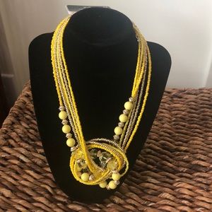 Multi strand beaded yellow necklace
